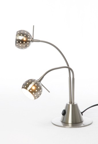 LED Tischleuchte oder Wandleuchte mit Schalter Bingo 2 flg. Tischlampe Nickel  - Bild 2 von 4