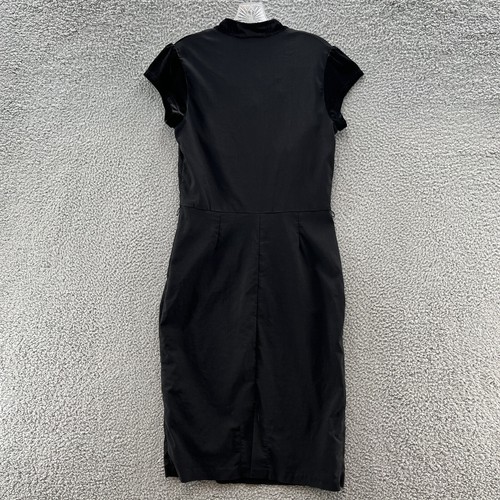 Pinup Couture Dress Womens XL Black Velvet Trim Sheath Wiggle Rockabilly Retro - Picture 10 of 13