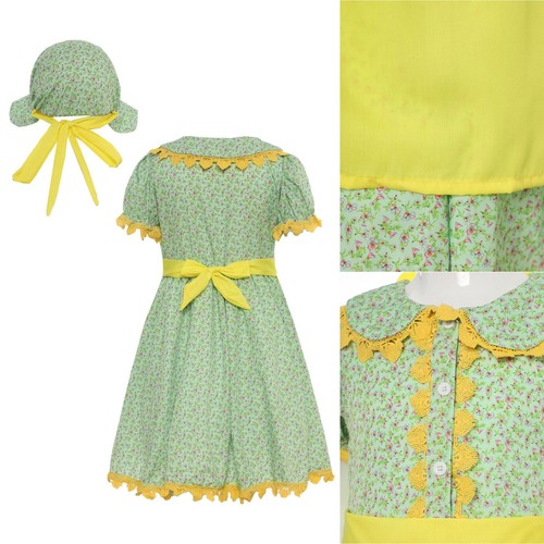 Girls Costume Cook Dress Festival Outfit With Apron Uniform Fany 3 PCS Cosplay - Picture 5 of 20