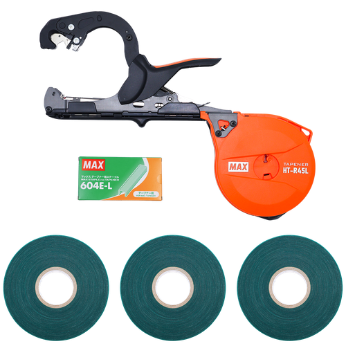 MAX HT-R45L Tapener Lightweight Plant Tying Tool Bundle with Tape & Staples