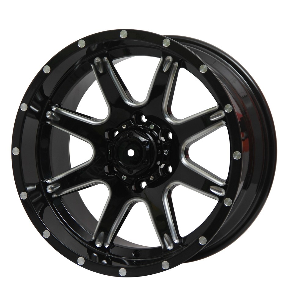 18X 9 Inch Gloss Black Milling Wheels Rim 6x139.7 Wheel 6 Lug ET 0 mm ...