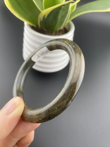 純天然玉鐲 Grade A 100% Untreated Indian Jade Bangle 53 Mm Golden Brown - Bild 3 von 14