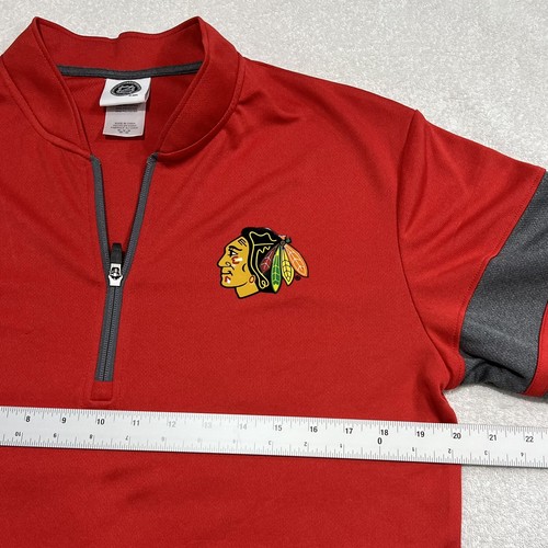 Pullover Chicago Blackhawks NHL Para Hombres Rojo Manga Larga Cuarto Cremallera - Imagen 6 de 7