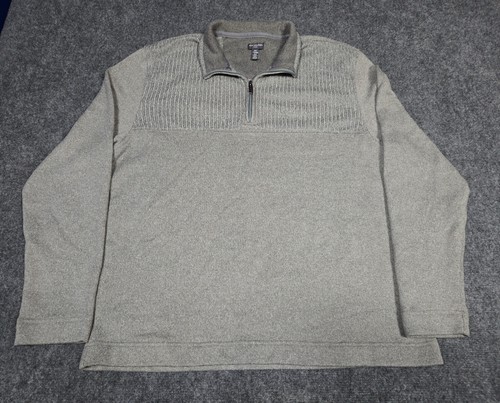 Van Heusen Flex 1/4 Zip Knit Shirt Men's 2XL XXL Long Sleeve Gray Polyester