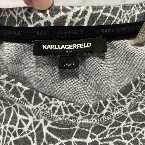 Karl Lagerfeld Paris Sweater Mens Large Crew Neck Pullover Knit Cotton Abstract - Picture 2 of 12