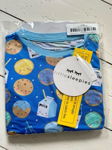 Boy Girl 2T Little Sleepies Blue Cookies & Milk 2Pc Long Sl/Pant Viscose Pajamas - Picture 2 of 3