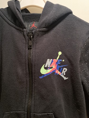 JORDAN Nike AIR Full Zip Hoodie Black Youth Sz 3-4 Yrs 98-104 cm - FREE SHIPPING - Picture 2 of 3