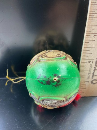 Vintage Sleigh Ride Ornament Antiqued Plastic Round Ball Old Fashion Green - Picture 6 of 10