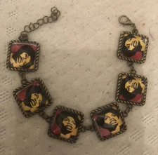 Retro Nina Simone Color Block Vintage bronze Filigree Square Link Bracelet