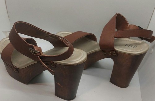a.n.a. Women' s Lillie Heeled Block Open Toe Sandals Size 11M Brown - Picture 4 of 6