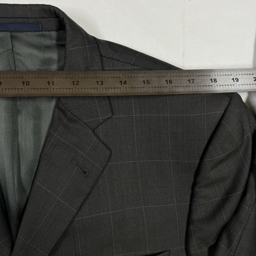 Burberry London Windowpane Blazer Men's 44R Navy 100% Wool 3 Buttons Made In USA - Picture 4 of 15