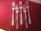 Set Of 5 Salad Forks Hampton Carolina 18/10 Hammered Stainless 7 1/8"