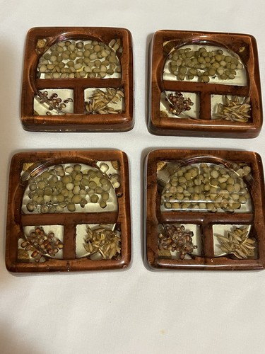 Gamut Designs Vintage Seed Coasters-Set Of 4