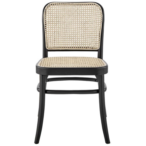 Modway Winona Elm Wood Dining Side Chair With Cane Rattan Seat In Black - Picture 6 of 8