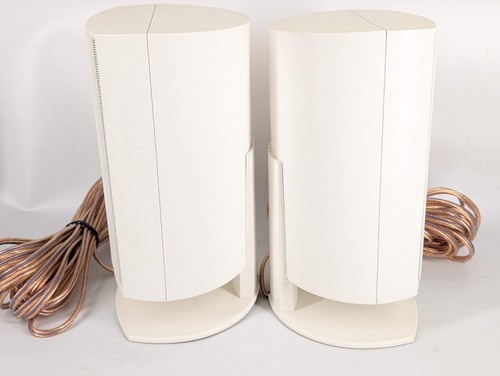 Jamo A340 White Bookshelf Satellite Surround Speaker Pair w/ Stands & 25ft Wire - Picture 6 of 10