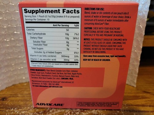 AdvoCare Fiber Dietary Supplement Daily Fiber Powder Supplement Peaches & Cream - Picture 2 of 4