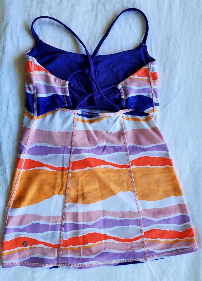 Camiseta sin mangas Lululemon para mujer talla 6 espalda cruzada entrenamiento natación azul coral púrpura Foto 2 de 4