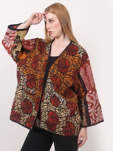 Women's Kimono Kantha Top Printed jacket Coat With Pocket Wholesale Mix lot - Picture 11 of 18