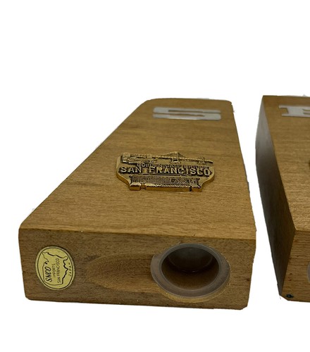 VINTAGE WOODEN SAN FRANCISCO GOLDEN GATE BRIDGE SALT AND PEPPER SHAKERS - Picture 3 of 3