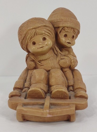 Estatuilla de colección Fannykins Slippin N Slidin niña y niño trineo estatua - Imagen 8 de 10