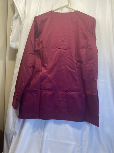 Women's Uniforms Scrub 3 Pockets Snap Button Warm Up Long Sleeve Jacket plum sm - Picture 9 of 12