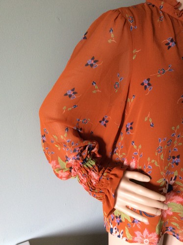 Neu mit Etikett Anthropologie geblümte Chiffonbluse - braun - XS, M, L - UVP £80 - Bild 4 von 8