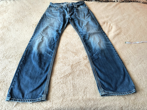 BKE Tyler Jeans Herren 34R Straight Medium Wash Denim Bootcut **DISTRESSED**