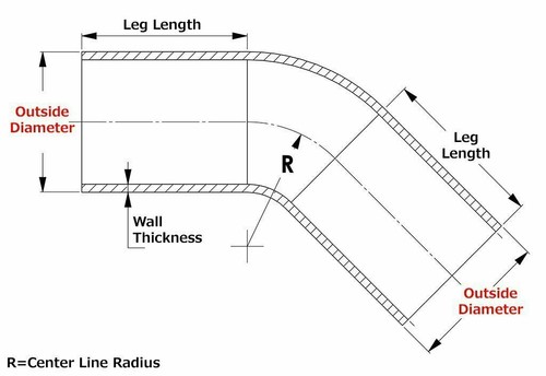 HPS 1-3/8" OD 45 Deg Bend 6061 Aluminum Elbow Pipe Tubing 16 Gauge w/ 2.5" CLR - Picture 5 of 6