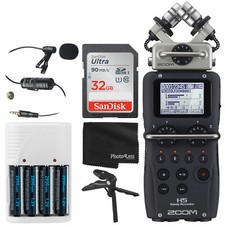 Zoom H5 4-Input/4-Track Portable Handy Recorder + 32GB Memory Card + More