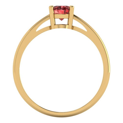 1 cttw Oval-Cut Natural Garnet Solitaire  Engagement Ring (14K Yellow Gold) - Picture 4 of 11