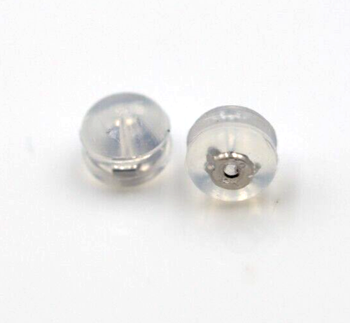 18ct White Gold Disc Silicone Butterfly Small Earring Backs -Free Post - Bild 6 von 7