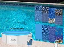 15' Round 20 Gauge Overlap Above Ground Swimming Pool Liner - (Choose Pattern)