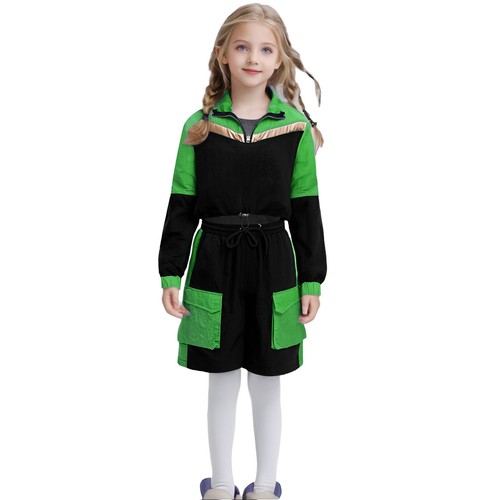 Kids Girls Sweatsuit Play Tracksuit Dance Coat And Shorts Hip Hop Jogging Fun - Picture 37 of 68
