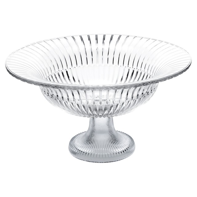 Pasabache Large Glass Footed Cake Platter Salad Fruit Bowl Dish Serving Display