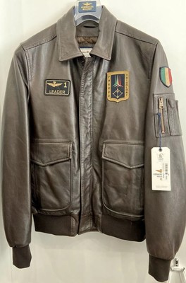 Aeronautica Militare Chaqueta Hombre Piel PN8951974 Pilot Hecho En Italia |  eBay