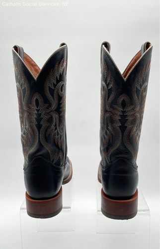 Nocona Boots Black Youth Leather Square Toe Narrow Western Boots - Size 7S - Picture 7 of 12