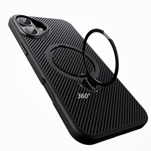 For iPhone 16 15 Pro Max 14 13 12 Carbon Fibre Hybrid Ring Stand Back Case Cover - Picture 12 of 19