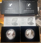 SET (2) 2021 S W PROOF American Silver Eagle Type 2 PAIR Collection