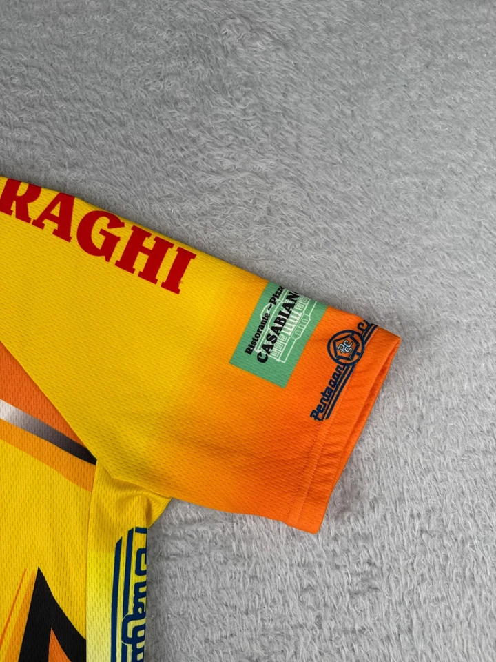 Camiseta deportiva de ciclismo SMS Santini adulto mediana amarilla naranja Aviano Draghi cremallera 1/4 Foto 2 de 4