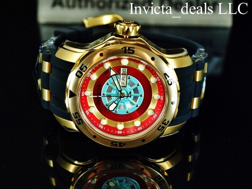 Invicta Mens 48mm Pro Diver SCUBA Marvel IRON MAN Limited Ed Red/Gold Tone Watch - 第 1/13 張圖片