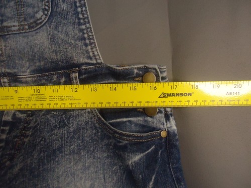 Fire Los Angeles Stone Wash Denim Bib Overall Shorts Womens Size Small Raw Hem - Picture 5 of 8