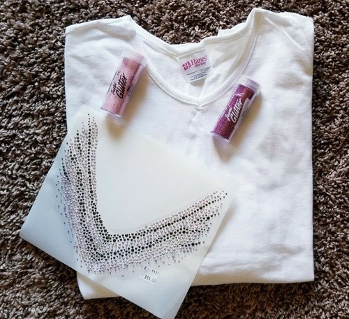 DIY- Women's L/S White T-Shirt w/Decal & 2 Pearl Glitters-NEW! - Picture 1 of 10