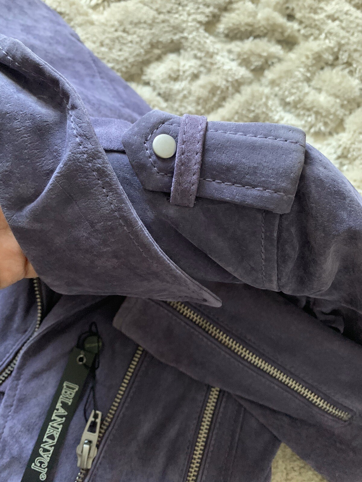 BLANKYNC Suede Moto Jacket Size Small Tania okazja, WYPRZEDAŻ