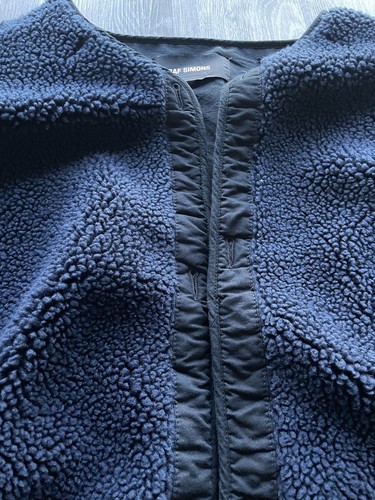 Raf Simons Sherpa Nylon Reversible Liner Coat Navy - Size XL - Picture 2 of 5