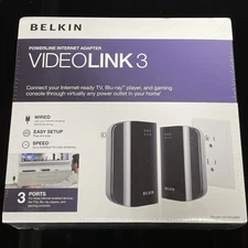NEW Belkin VIDEOLINK 3 Powerline Internet Adapter SEALED
