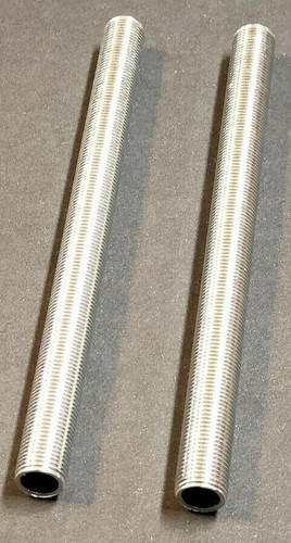 SET OF 2 ZINC PLATED ALL THREAD STEEL 5" LAMP NIPPLES LAMP PART NEW 57083J - Picture 1 of 4