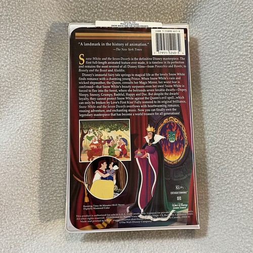 Walt Disney's Snow White and the Seven Dwarfs Masterpiece VHS 1524 Clamshell - Picture 9 of 10