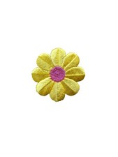  5177 1.5" Yellow Daisy Flower Embroidery Applique Patch