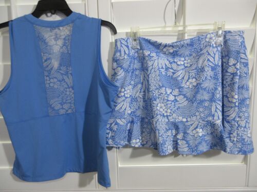 NWT TOMMY BAHAMA SHIRT and FLOUNCE SKORT SET BLUE and WHITE size X-LARGE - Picture 12 of 16