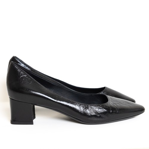 Aquatalia Pasha Heels Size 8.5 Black Block Heel Leather Pointed Toe Pumps Italy - Bild 4 von 18